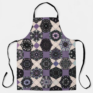 Colorful vintage seamless pattern with floral and apron