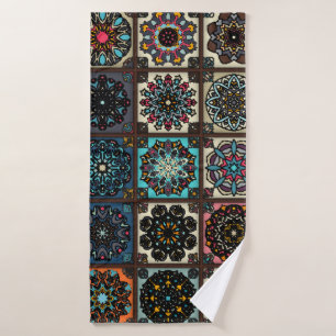 Colorful vintage seamless pattern with floral and bath towel