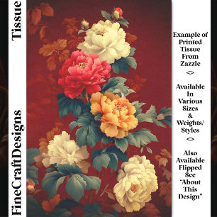 Colorful Vintage Style Peonies DM6RF Decoupage Tissue Paper