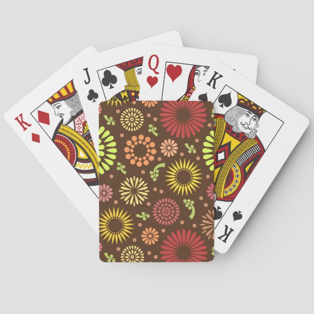 Colorful vintage sunflowers playing cards (Back)