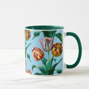 Colorful Vintage Watercolor Tulip Flowers Pattern Mug