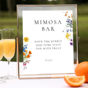 Colorful Vintage Wildflower Mimosa Bar Poster