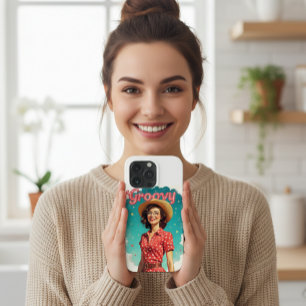 Colorful Vintage Woman iPhone/iPad Case Groovy