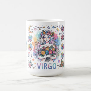 Colorful Virgo Zodiac Astrology Floral Coffee Mug