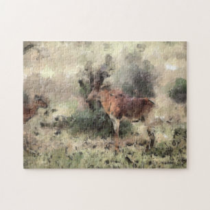 Colorful Watercolor Abstract Painted Wild Antelope Jigsaw Puzzle
