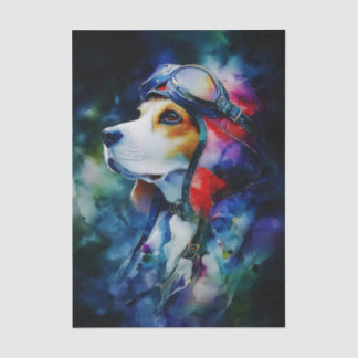 Colorful Watercolor Aviator Dog FC3L Decoupage Tissue Paper