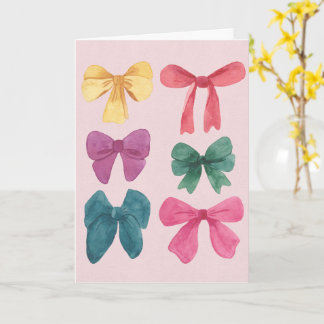 Colorful Watercolor Bows Greeting Card – Blank