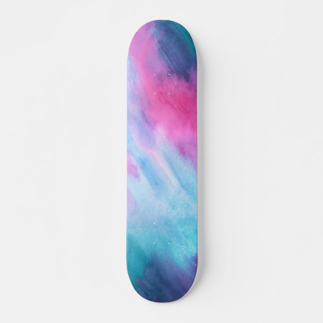 Colorful Watercolor Brush Background Skateboard (Front)