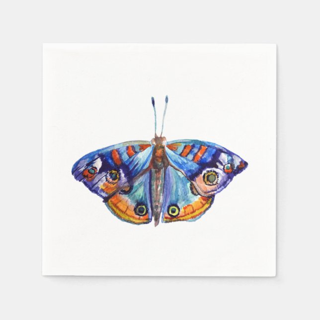 Colorful watercolor butterfly napkin (Front)