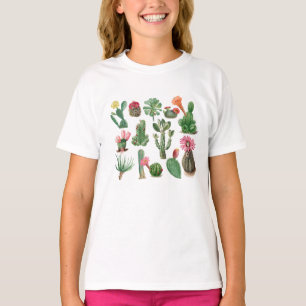 Colorful Watercolor Cactus & Succulents Flowers T-Shirt