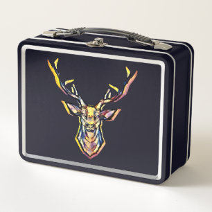 Colorful Watercolor Deer Head Art Metal Lunch Box