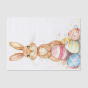Colorful watercolor Easter Bunny and Eggs Tissue Paper