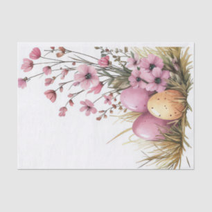 Colorful watercolor Easter Eggs and Flowers Tissue Paper