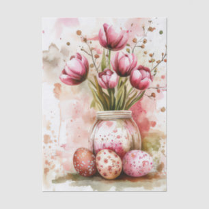 Colorful watercolor Easter Eggs and Flowers Tissue Paper