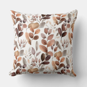 Colorful Watercolor Eucalyptus Leaves Rustic Boho Cushion