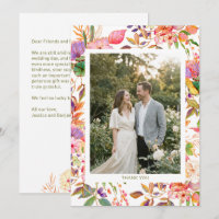 Colorful Watercolor Floral Custom Photo Wedding