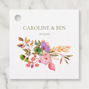 Colorful Watercolor Floral Elegant Custom Wedding Favour Tags