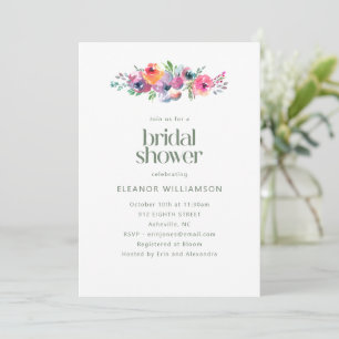 Colorful Watercolor Floral Garden Bridal Shower Invitation