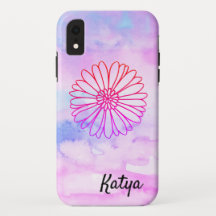 Colorful Watercolor Floral Pattern Monogram Name