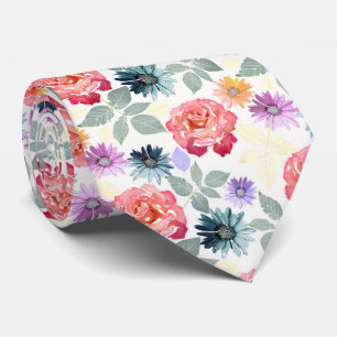 Colorful watercolor floral pattern. tie