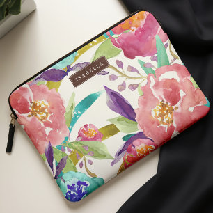 Colorful Watercolor Florals Laptop Sleeve