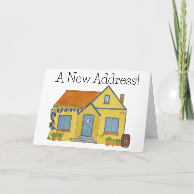 Colorful watercolor house New address card (Front)
