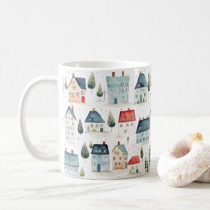 Colorful Watercolor Houses Housewarming  Coffee Mug
