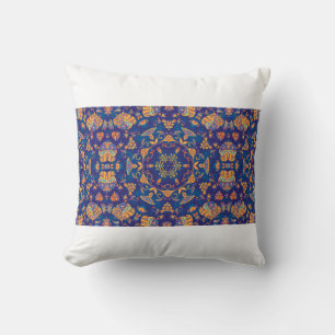 Colorful watercolor kaleidoscope mandala. Oriental Cushion