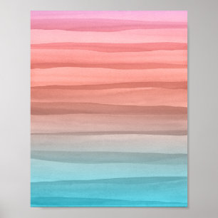 Colorful Watercolor Lines Gradient Art Poster