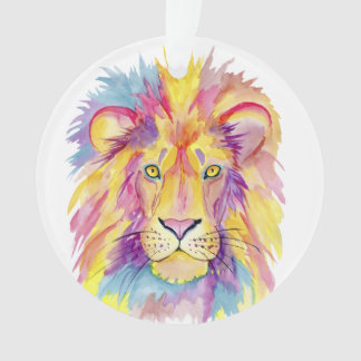 Colorful Watercolor Lion Ornament