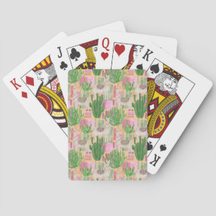 Colorful Watercolor Llama Pattern Playing Cards