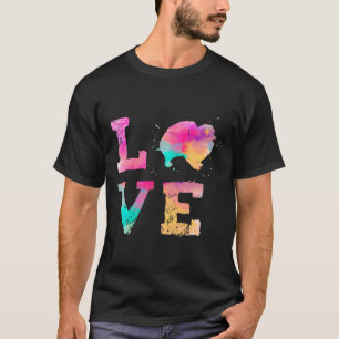 Colorful Watercolor Paint Pomeranian Dog Love R T-Shirt