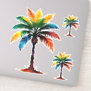 Colorful Watercolor Palm Trees