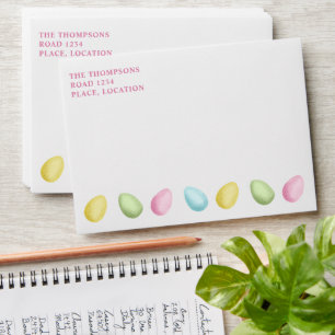 Colorful Watercolor Pastel Easter Eggs Envelope