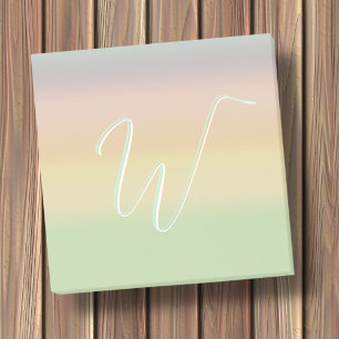 Colorful watercolor pastel typography monogram post-it notes