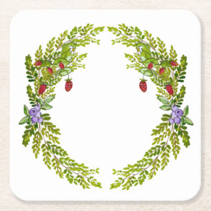 Colorful watercolor pattern of berries mouse mat c square paper coaster