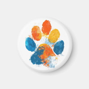 Colorful Watercolor Paw Print Art Pet Love Dog Cat Magnet