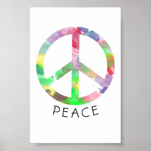 Colorful watercolor peace sign poster