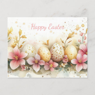 Colorful watercolor Postcard with spring flowers