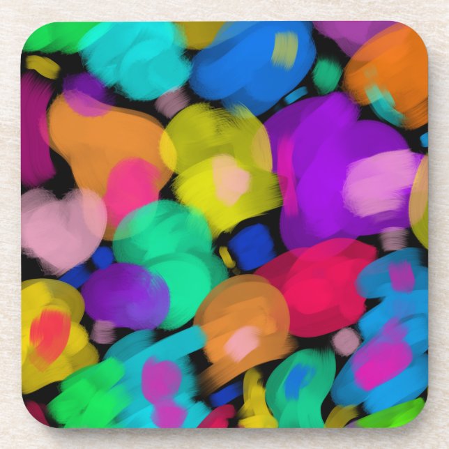 Colorful watercolor print coaster (Front)