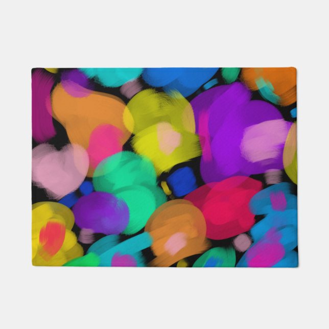 Colorful watercolor print doormat (Front)