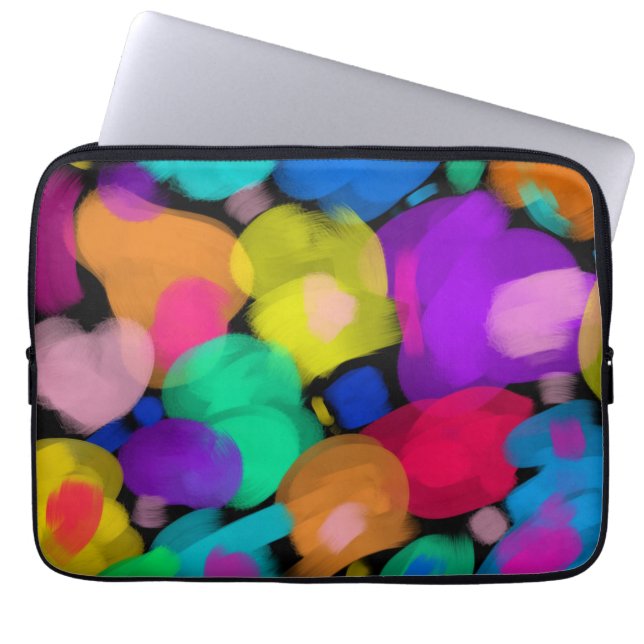 Colorful watercolor print laptop sleeve (Front)