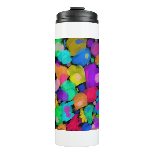 Colorful watercolor print thermal tumbler (Front)