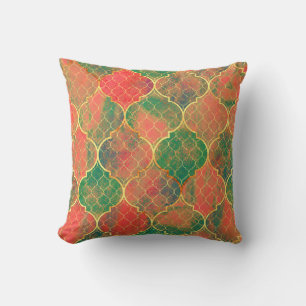Colorful Watercolor Quatrefoil Pattern Cushion