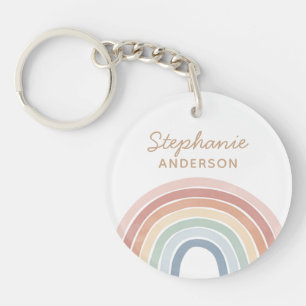 Colorful Watercolor Rainbow Name Key Ring