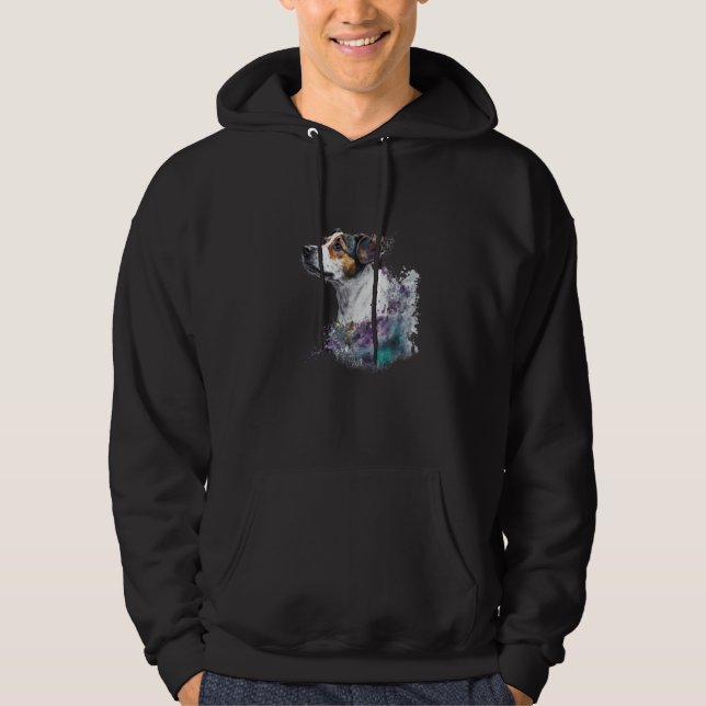 Colorful watercolor splash Jack Russell Terrier Hoodie (Front)