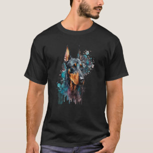 Colorful watercolor splash minpin mini doberman pi T-Shirt