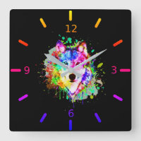 Colorful Watercolor Splash Wolf