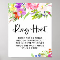 Colorful Watercolor Spring Blooms Ring Hunt Game