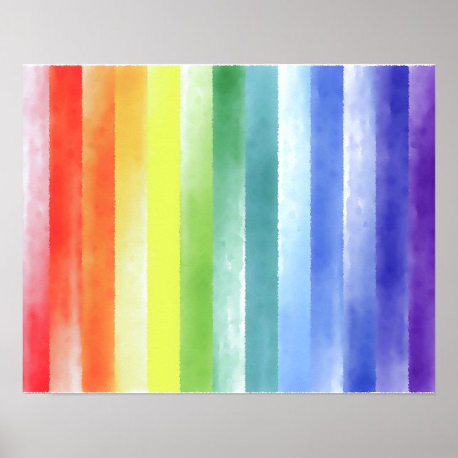 Colorful Watercolor Vertical Rainbow Pattern | Poster (Front)